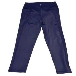 Zyia Active Hi Rise Solid Navy Capri Crop Legging Pockets Plus Size 14-16 XXL